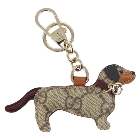 GUCCI Dog Shape Bag Charm GG Supreme PVC Beige Auth 143370 - Picture 2 of 8